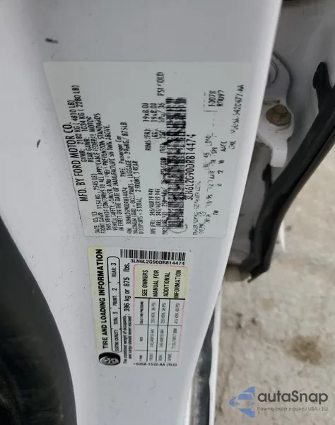 2013 Lincoln Mkz z USA, uszkodzony, nr VIN 3LN6L2G90DR814474